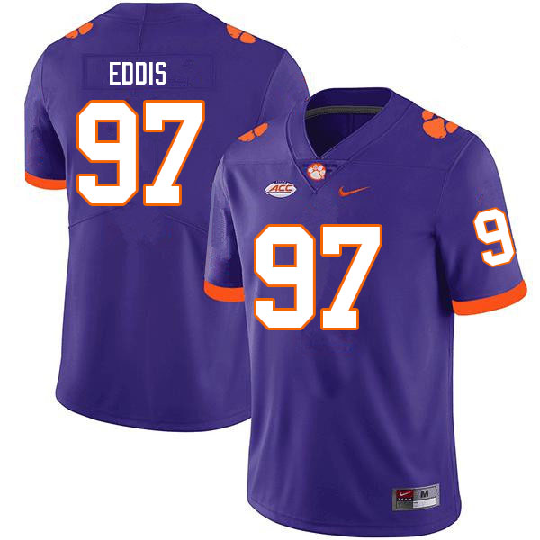 Men #97 Nick Eddis Clemson Tigers College Football Jerseys Sale-Purple
